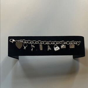 ✨💎 Vintage Silver Costume Jewelry Charm Bracelet – 7” 💎✨